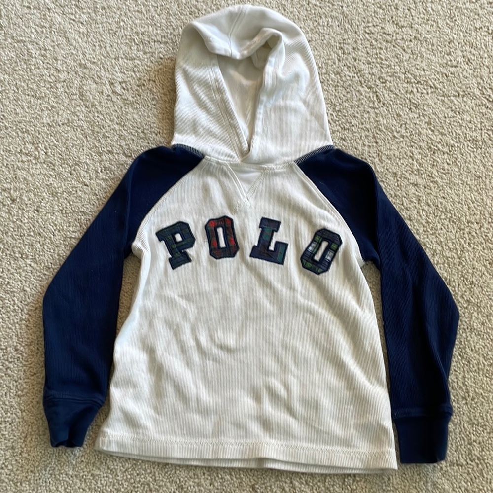 Polo sweater with hoody, size 5